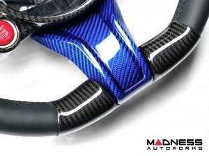 Alfa Romeo Stelvio Steering Wheel Trim - Carbon Fiber - Lower Spoke Trim - QV Model - 2020+ models - Blue Candy Alfa Romeo Stelvio Steering Wheel Trim - Carbon Fiber - Lower Spoke Trim - QV Model - 2020+ models - Blue Candy